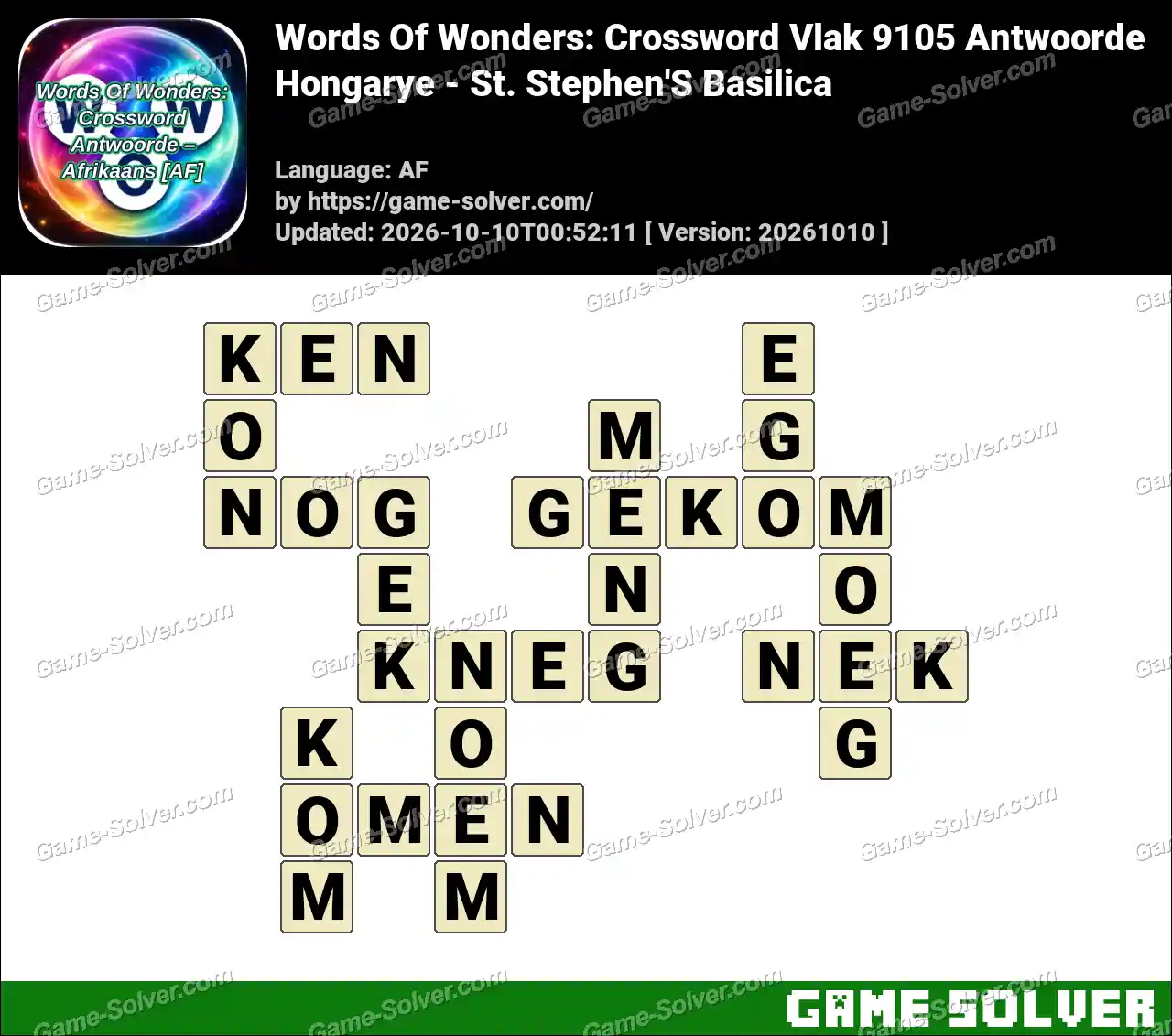 Words Of Wonders: Crossword Vlak 9105 Antwoorde – Hongarye – St. Stephen’S Basilica